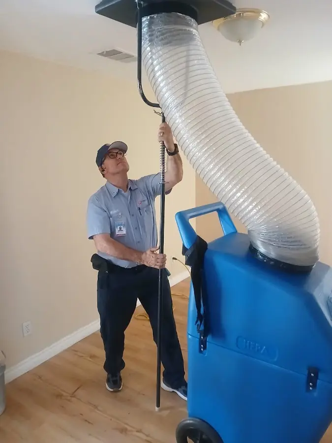 Mini Split Installation technician using HEPA equipment in Baton Rouge
